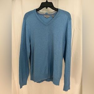 Ted Baker V-neck sweater for men, size medium, color baby blue